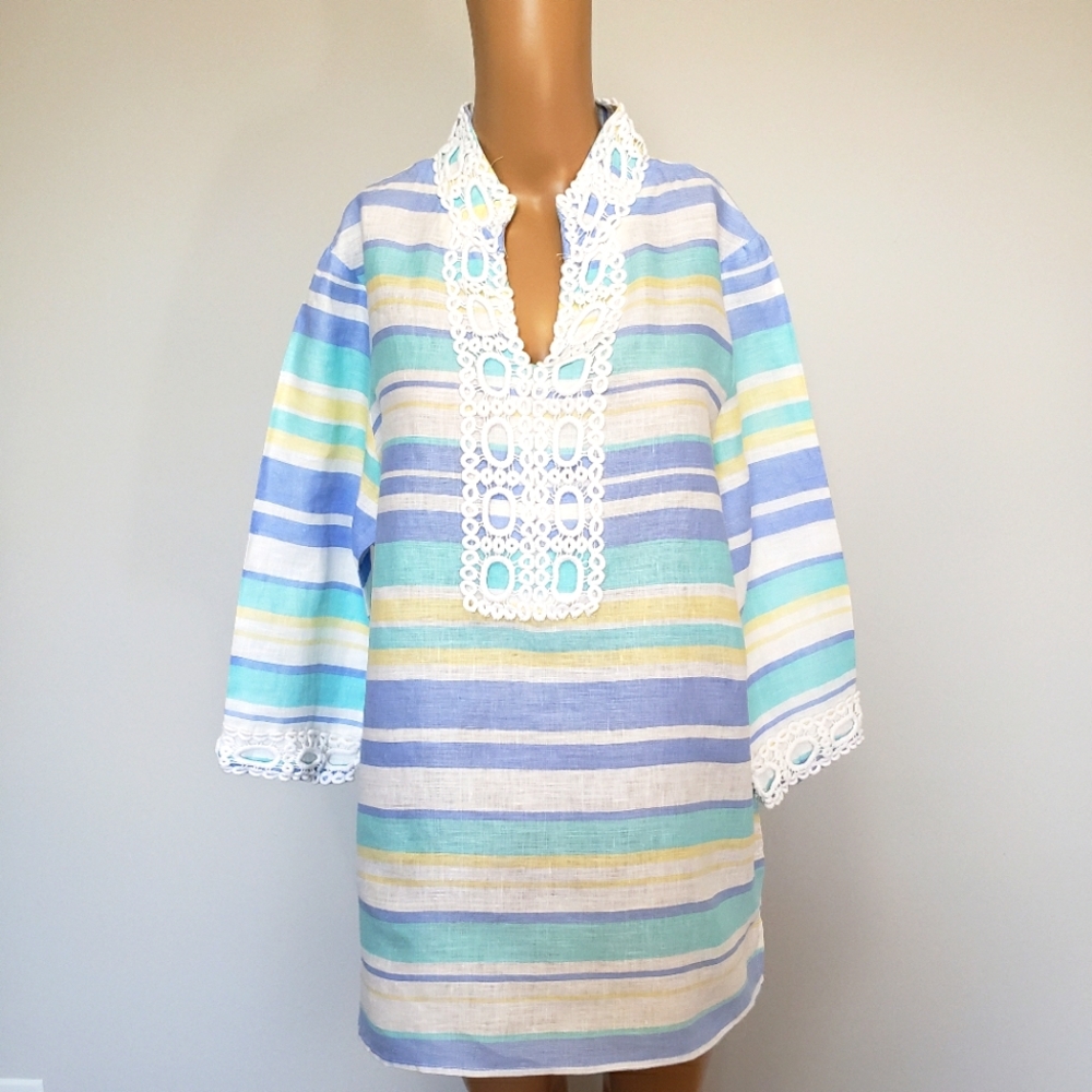 Peck&Peck embroidered linen tunic top size L